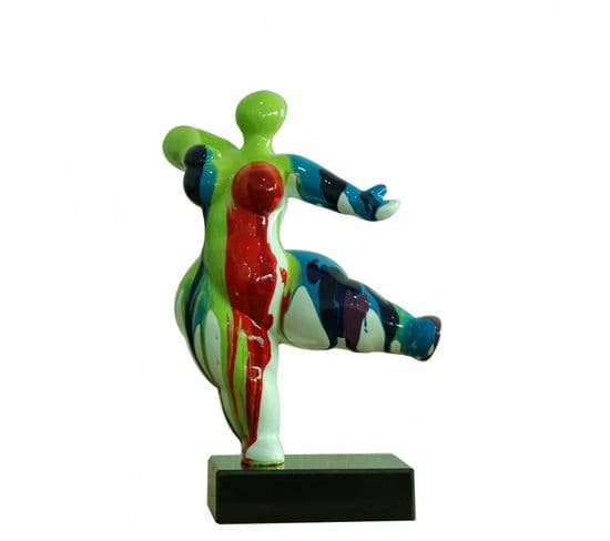 Statue Femme Dansant Avec Coulures Rouge / Bleu H33 Cm - Lady Drips 01