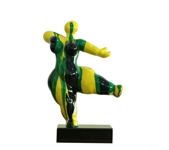 Statue Femme Dansant Avec Coulures Jaune / Vert H33 Cm - Lady Drips 05