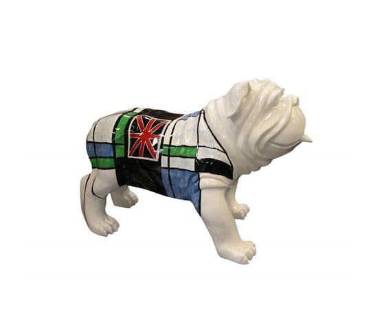 Sculpture Dog Carreaux Bleu Vert Et Drapeau Anglais - Lord Dog