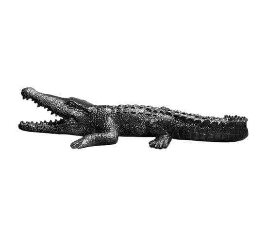 Statue Crocodile Avec Gueule Ouverte Gris Anthracite L69 Cm - Croco