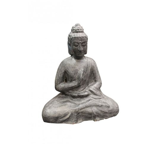 Bouddha Assis Gris En Terre Cuite - Nirvana