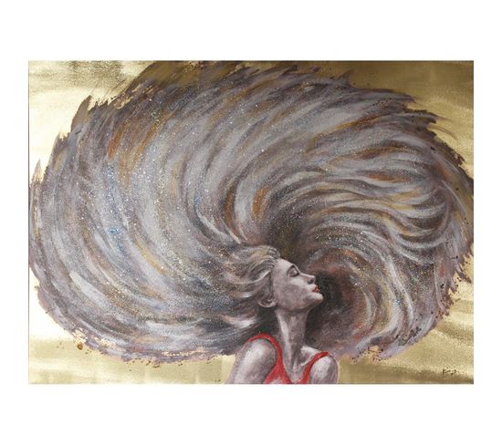 Tableau Peinture Femme Cheveux Au Vent 120 X 90 Cm - Weelness