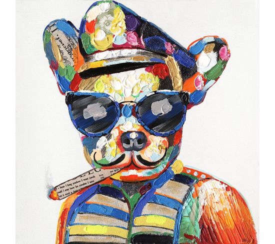 Tableau Chien Stylé Pop Art Peinture 50x50 Cm - Doggy Smok
