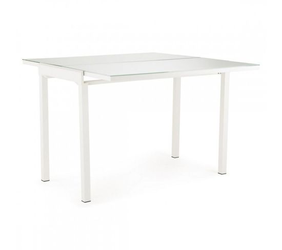 Table Extensible En Largeur 55/110 Plateau Verre Blanc - Agate