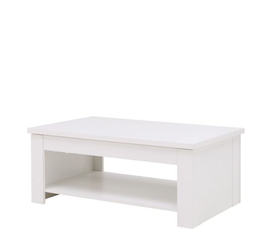 Table Basse Rectangulaire Blanc Avec Plateau Relevable - Cool