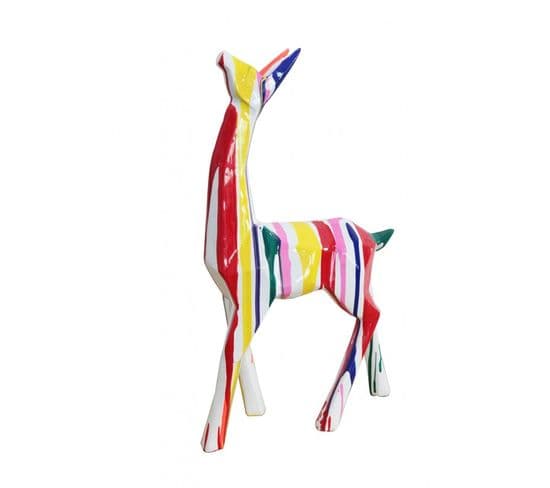 Statue Lama Géométrique Et Coulures Multicolores H50 Cm - Sergio Drips