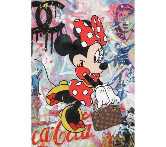 Tableau Peinture Minnie 100 X 70 Cm Pop Art - Magic Mouse