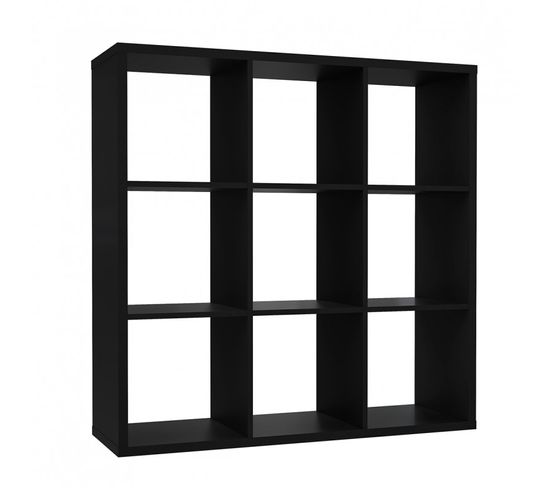Etagère Cube 9 Casiers Noir Mat Bibliothèque Moderne - Classico