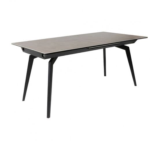 Table Extensible Céramique Gris 160/210 Cm Et Métal Noir - Camilia
