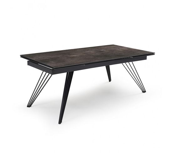 Table Extensible 160/240 Cm Céramique Gris Vieilli Pieds Filaires - Maine 01