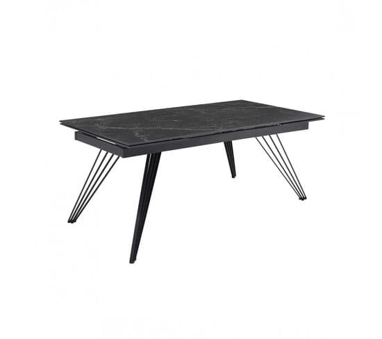 Table Extensible 160/240 Cm Céramique Noir Marbré Pied Filaire - Indiana 01
