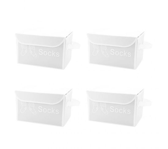 Lot De 4 Boîtes De Rangement Blanc Avec Couvercle 100% Nylon - Space