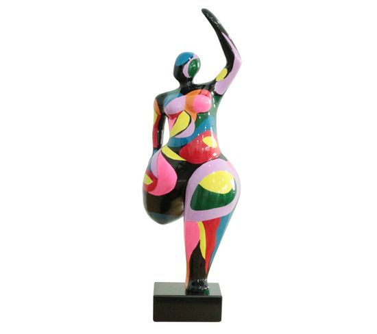 Statue Femme Jambe Pliée Avec Formes Multicolores H60 Cm - Lady Color