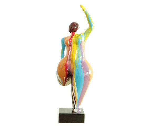 Statue Femme Jambe Pliée Coulures Multicolores H60 Cm - Lady Drips 01