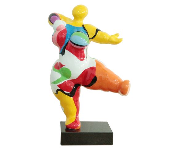 Statue Femme Dansant Avec Peinture Multicolore H54 Cm - Lady Color