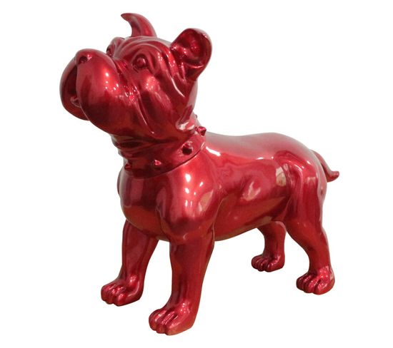 Statue Chien Staffordshire Bull Terrier Rouge Laqué H48 Cm - Silva
