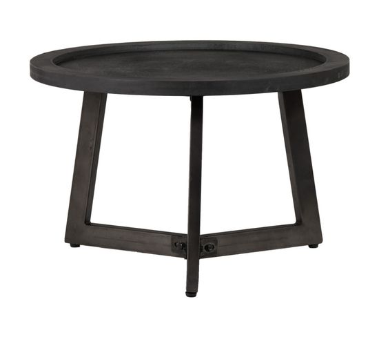 Table Basse D. 70 Cm Plateau Effet Ardoise Et Pieds Métal Noir - Black
