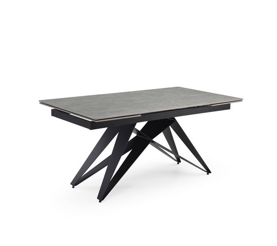 Table Extensible 180/260 Cm Céramique Gris Marbré Pied Géométrique - Arizona 03