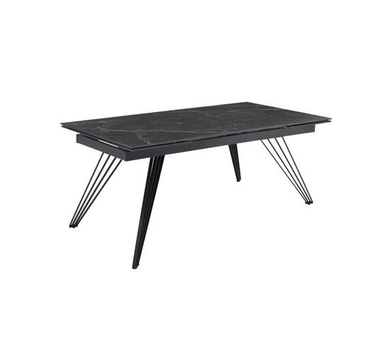 Table Extensible 180/260 Cm Céramique Noir Marbré Pieds Filaires - Indiana 01