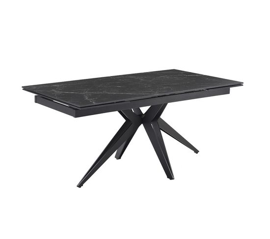 Table Extensible 180/260 Cm Céramique Noir Marbré Pied Étoile - Indiana 06