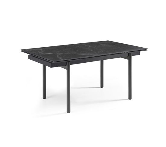 Table Extensible 180/260 Cm Céramique Noir Marbré Pieds Droits - Indiana 09