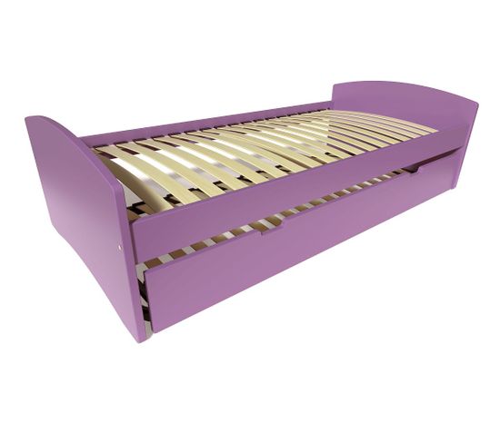 Lit Gigogne Happy Pin Massif, Couleur: Lilas, Dimensions: 80x190