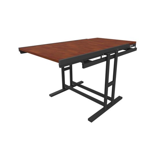 Table Modulable En Bois (l140 X L80 X H77 Cm) Convertible En Etagère - Style Industriel
