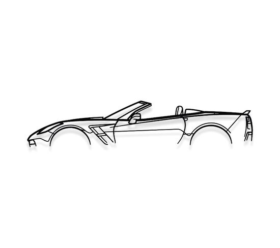 Corvette C7 Grand Sport Cabrio - Décoration Murale En Métal - Silhouette Voiture - 100cm