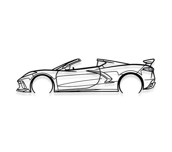 Corvette C8 Cabriolet  - Décoration Murale En Métal - Silhouette Voiture - 100cm