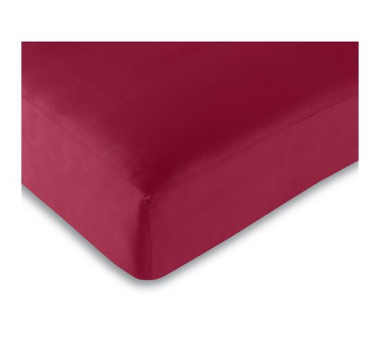 Drap Housse 100% Coton/57 Fils/cm² - Rouge - 140 X 190 Cm