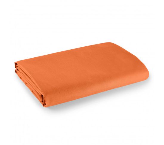 Drap Plat 100% Coton / 57 Fils/cm² - Orange - 180 X 290 Cm Pour Lit 1 Place
