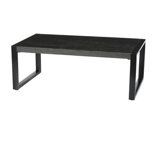 Luz-table Basse Rect.110x60 En Bois De Manguier Massif Noir Et Métal