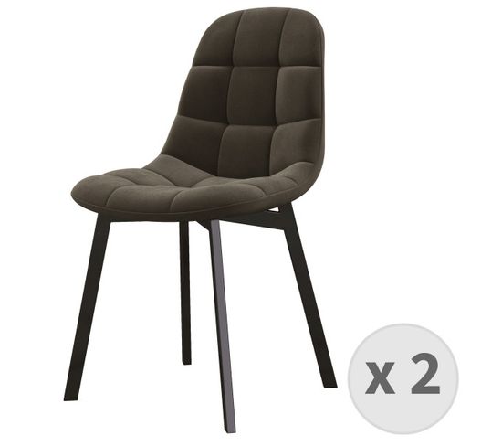 Stellia-chaise En Velours Gris Taupe Et Métal Noir (x2)