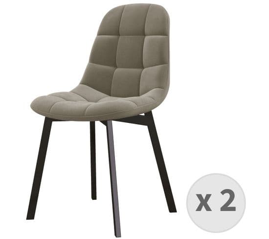 Stellia-chaise En Velours Taupe Et Métal Noir (x2)