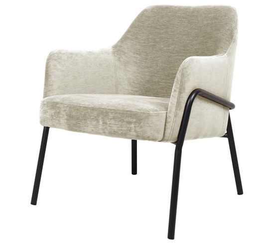 Layton-fauteuil Lounge En Tissu Coloris Lin Et Métal Noir Mat