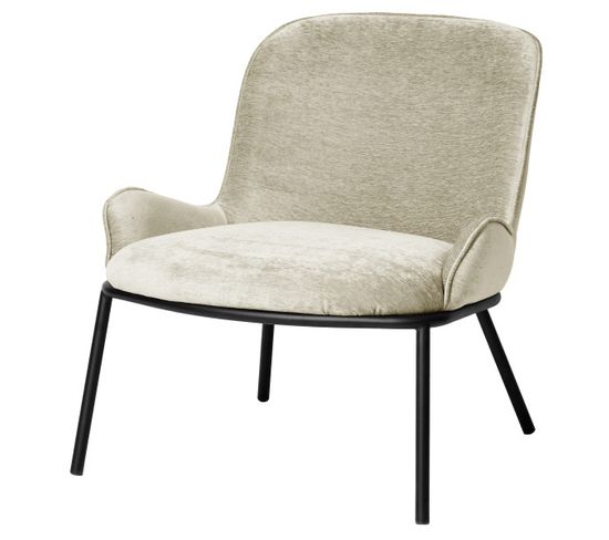 Alvin-fauteuil Lounge En Tissu Coloris Lin Et Métal Noir Mat