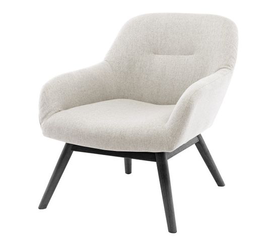Malmo-fauteuil Lounge En Tissu Coloris Lin Et Bois Noir