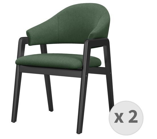 Wool-chaise En Tissu Sauge Et Bois Noir (x2)