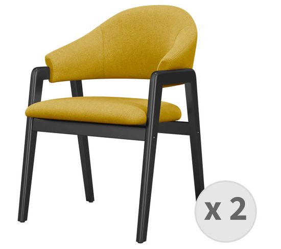 Wool-chaise En Tissu Safran Et Bois Noir (x2)