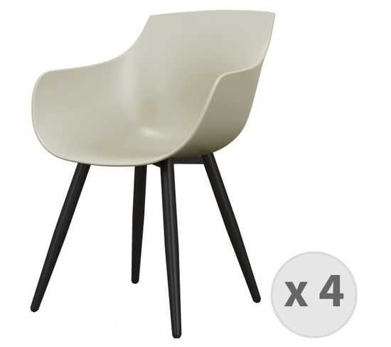 Yanice-chaise Coque Mastic, Pieds Métal Noir (x4)