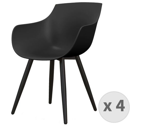Yanice-chaise Coque Noire, Pieds Métal Noir (x4)