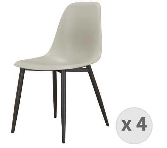 Ester-chaise Coque Mastic Et Métal Noir (x4)