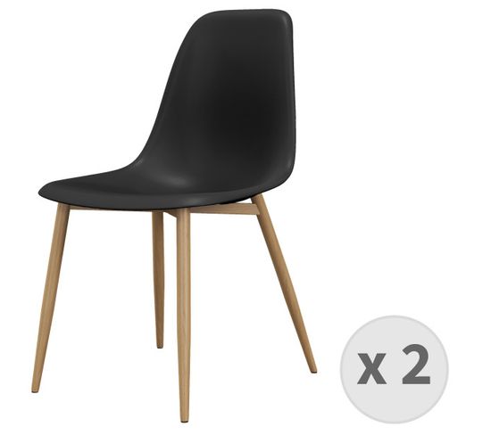 Ester-chaise Coque Noire Et Métal Chêne (x2)