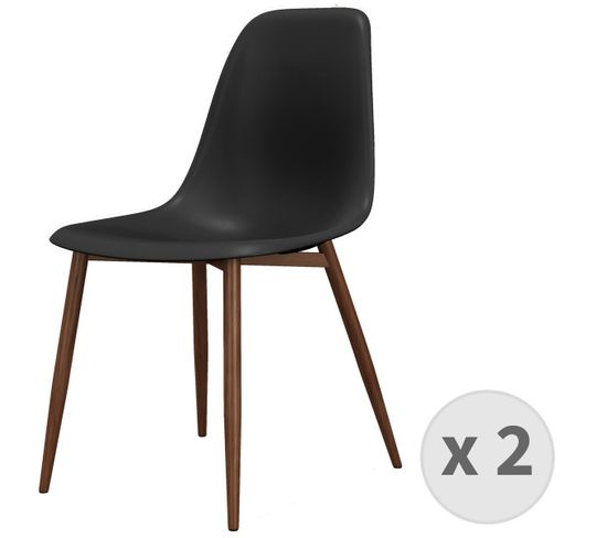 Ester-chaise Coque Noire Et Métal Noyer (x2)