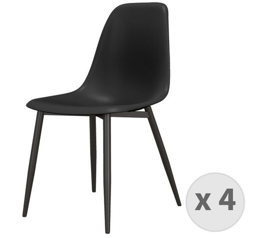 Ester-chaise Coque Noire, Pieds Noirs (x4)
