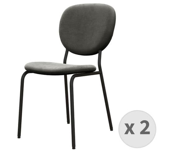 Anais-chaise En Velours Gris Carbone Et Métal Noir (x2)