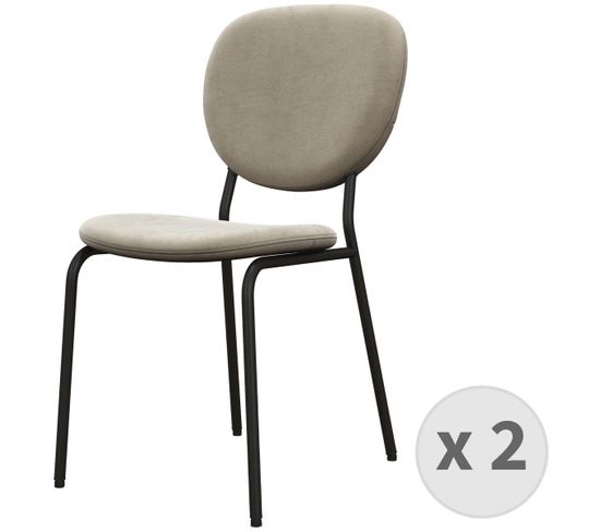 Anais-chaise En Velours Taupe Et Métal Noir (x2)