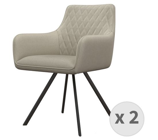 Ugo-fauteuil De Table En Tissu Lin Et Métal Noir Mat (x2)