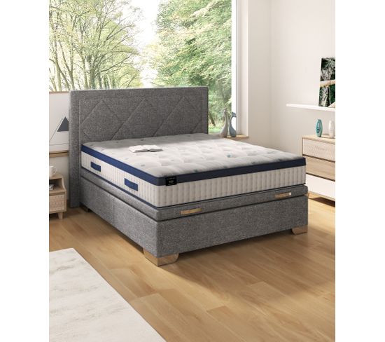 sommier coffre 140x190 cm signature maxibox gris chine sommier deco but