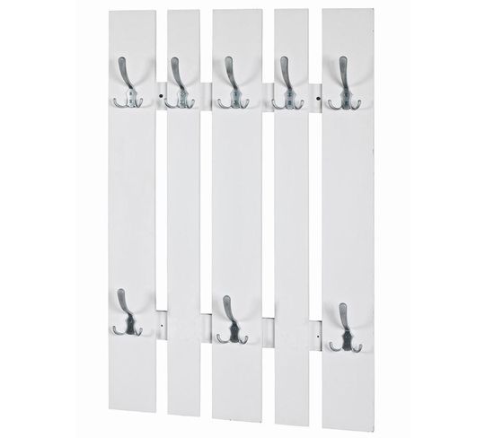 Garderobe Murale En Mdf Coloris Blanc-optique Inox - Dim : L65 X P9 X H100 cm-